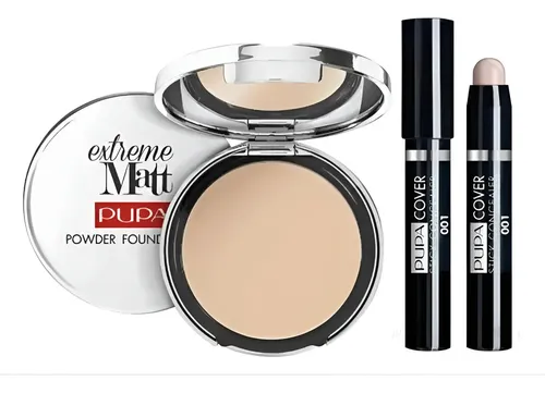 Kit de Maquillaje Pupa Extreme Matt: Base en Polvo Matte y Corrector Tono Beige Natural