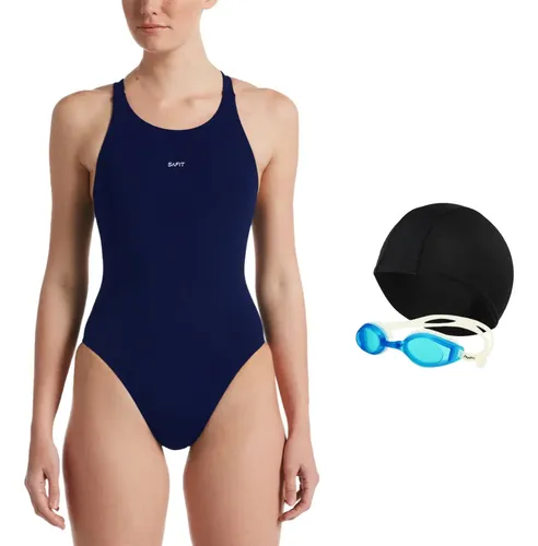 Combo Natacion Malla Mujer + Antiparras + Gorro Tela Safit