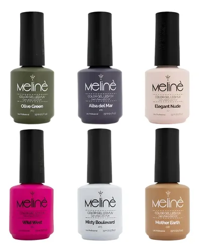 Kit 6 Meline Esmaltes Semipermanente Para Uñas Gel Led Uv