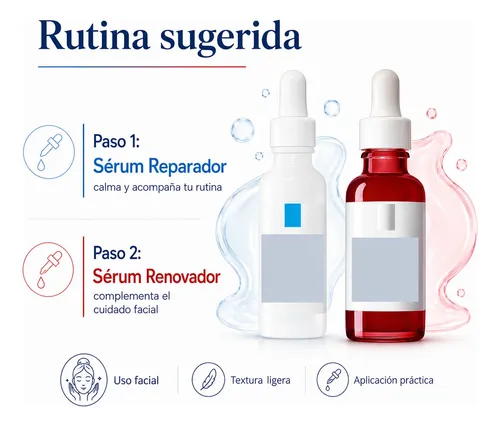 Kit Sérum Azul Reparador + Rojo Renovador Facial Skincare