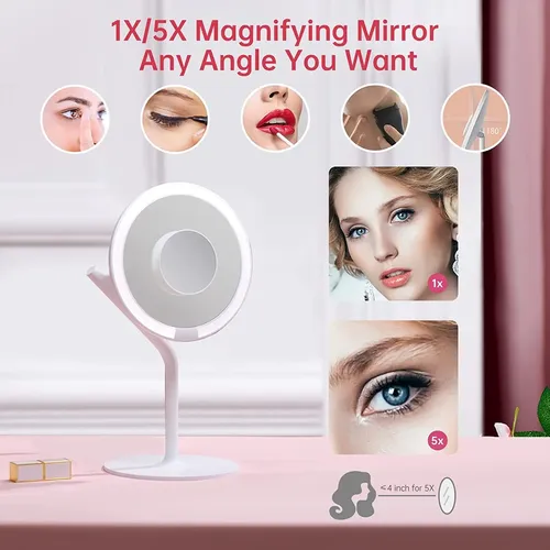 Espejo De Maquillaje Amiro Recargable Con Luz Led De 20 Cm Y
