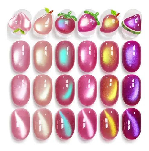 Set 6 Esmaltes Gel Magnéticos Colores Nude Y Rosa