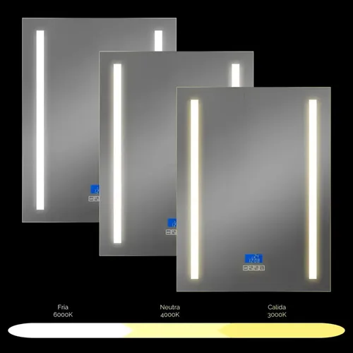 Espejo Inteligente Bluetooth Luz Led Desempañador Baño 80×60 Espejo