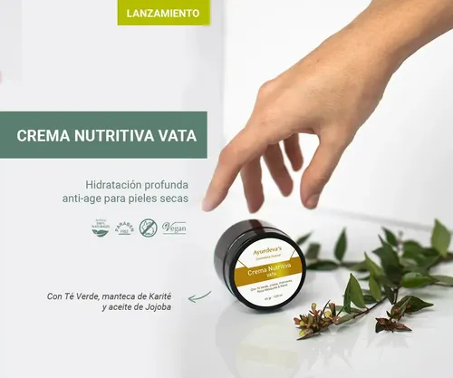 Crema Antiedad VATA Noche Para Piel Seca Ayurdeva 50g Con Rosa Mosqueta