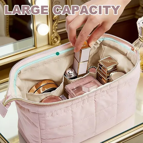 Bolsa De Maquillaje De Viaje, Algodón Acolchado, Neceser