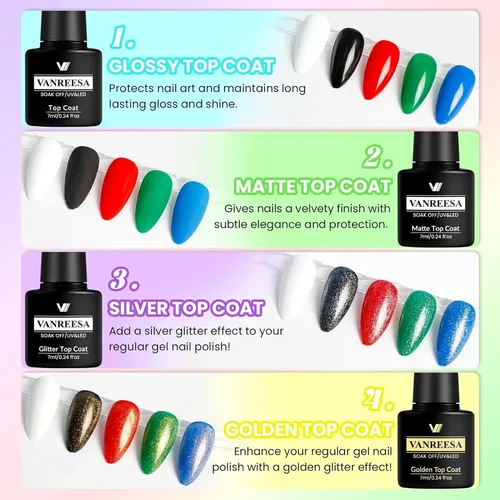 Set Esmaltes Gel Vanreesa 60 Pcs 55 Colores 4top Coat