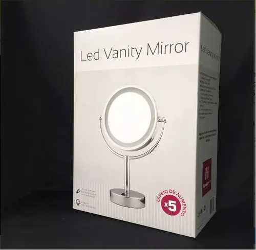 Espejo Cromado Iluminado Por 36 Leds – Aumento X5 – 20.32cm