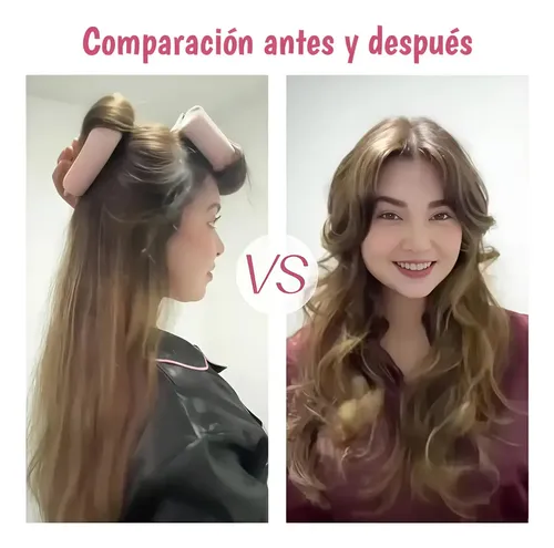 11 Piezas Rulos Sin Calor Satin Rosa Para Cabello