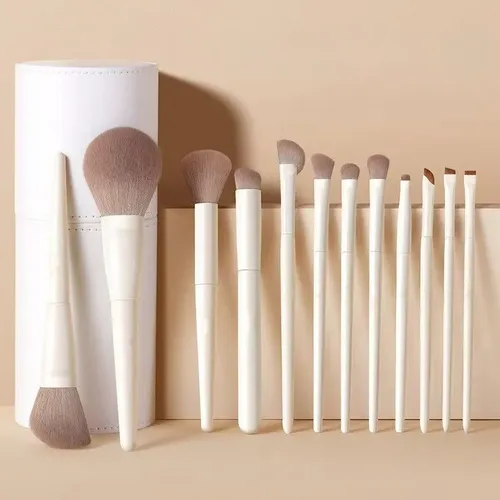 Set De 12 Brochas De Maquillaje En Polvo, Rubor Y Sombra De