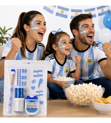 Glitter En Gel Argentina Mundial Kit Mini Maquillaje Glitter