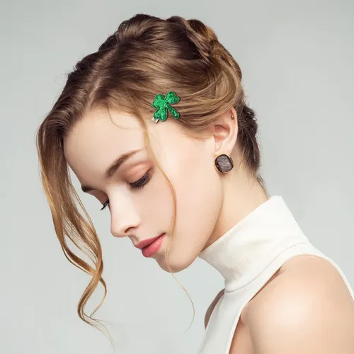 6 Clips De Pelo De Aleación Verde Para Día De San Patricio