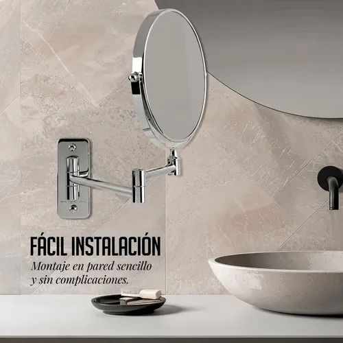 Espejo Maquillaje Pared Doble Cara Extensible Giratorio 360°