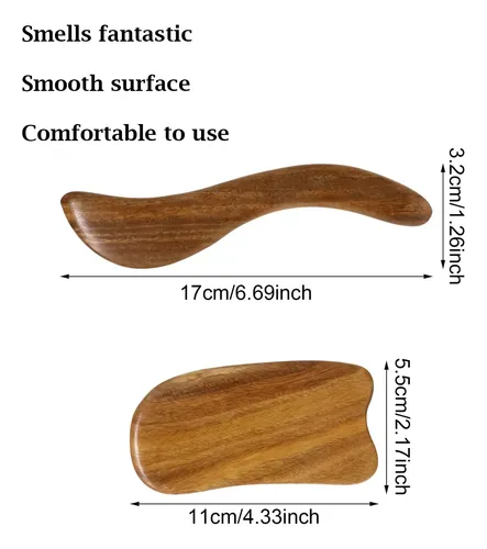 Yueton 2pcs Sándalo Raspado Madera Gua Sha Tabla G
