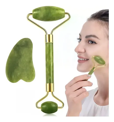 Rodillo Roller Facial Rostro Masajeador Masaje Doble 2 Jade