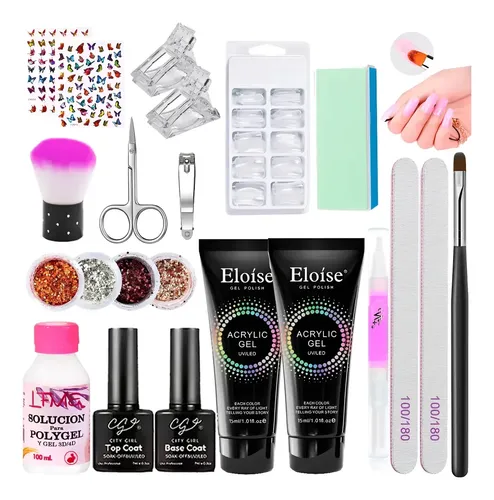 Kit Polygel Set Manicura Completo Uñas Semipermanente