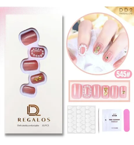 Kit Completo Uñas Postizas Press Con Adhesivas X30 Uñas