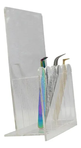 Organizador Acrilico Para Pinza Pestañas 6 Compartimentos