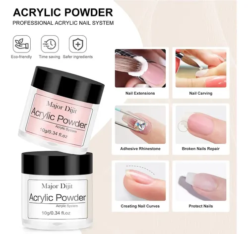 Kit Uñas Acrílicas Profesional Con Luz Uv Blanco Nude