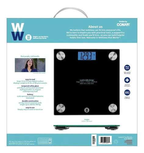 Báscula De Baño Digital Conair Ww261z, Cristal Negro