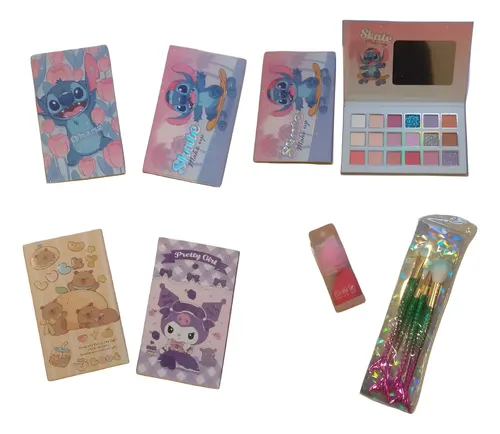 Kit Maquillaje Stitch Capibara Paleta 18 Colores 4 Pinceles