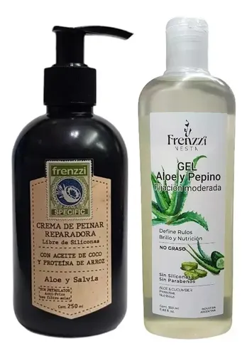 Combo Finalizador Crema Aloe Salvia -gel Aloe Pepino Frenzzi