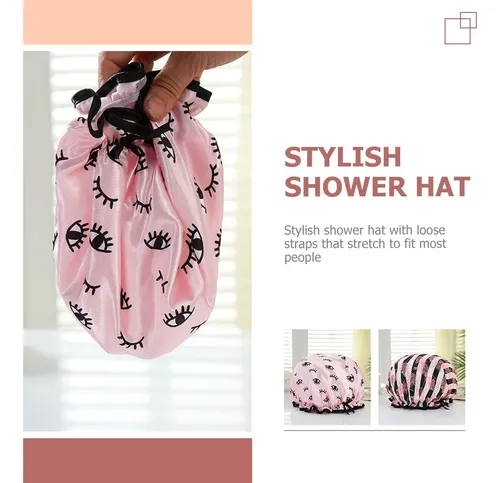 2 Gorros De Baño Multifunción Con Gorro De Ducha Suave Y Fle Pink And Black (patterned)