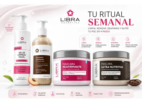 Skincare Rutina Semanal Gel, Exfoliante Y Máscaras Libra