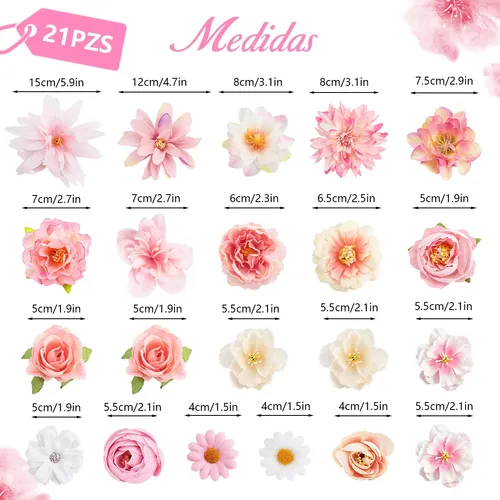 Jh Broches De Flor Para Cabello, 21 Pzas Coloridas Y Oi