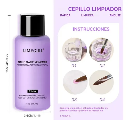 Kit Uñas Acrílicas Completo Con Monómero Y Flores