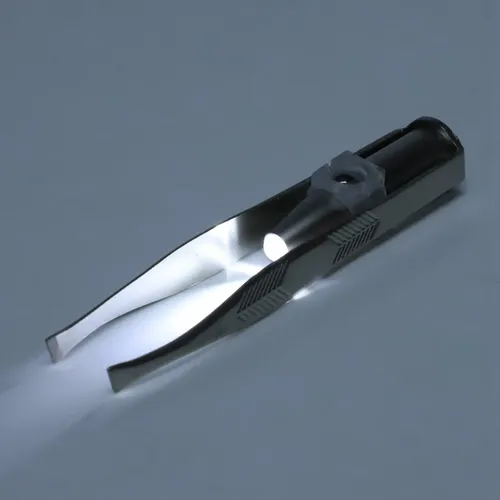 2 Pinzas De Acero Inoxidable Para Pestañas Y Cejas Con Luz L