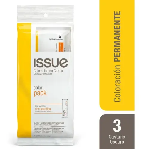 Issue Color Pack Con Máscara Con Keratina Tono 3 castaño oscuro