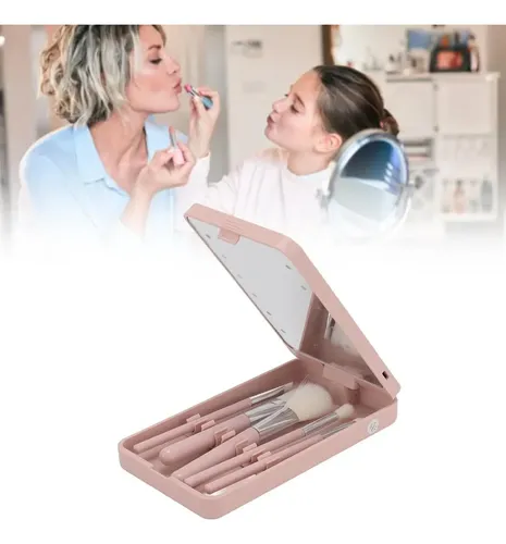 Espejo Maquillaje Led Rotación De 360°incluye Brochas Cosmé