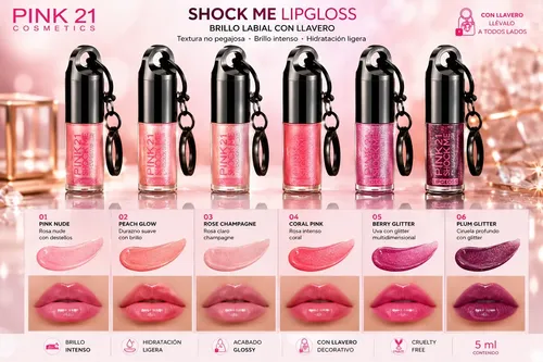 Lip Gloss Llavero Para Celular Pink 21