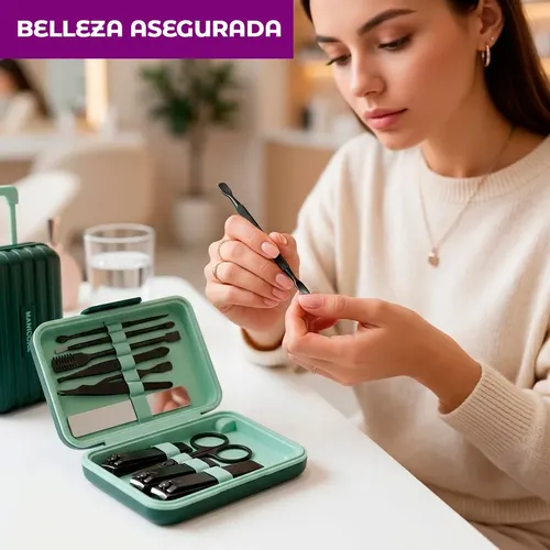 Set Manicura Y Pedicura 12 Piezas Valija Con Ruedas Estuche