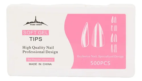 Tips Soft Gel Almendra Paris Night X500 En Caja