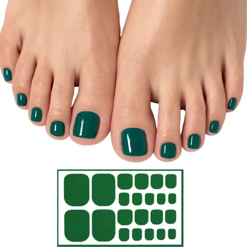 Tiras De Uñas Gel Para Pies Autoadhesivas 22u – No Necesita Lampara UV – Verde Esmeralda