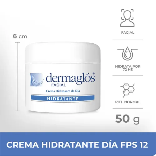 Crema Dermaglós Facial Hidratante Día FPS12 Piel Normal 50g