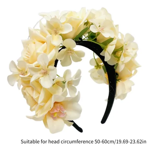Eye Catching Flower Shape Headband Sweet Teen Ethnic White 6ee416437-w