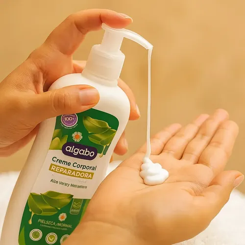 Crema Corporal Nutritiva Hidratante Reparadora Algabo 400ml Fragancia Aloe vera y manzanilla