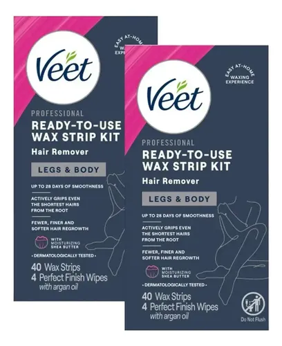 Kit De Depilación Veet 40 Tiras Para Piernas Y Cuerpo