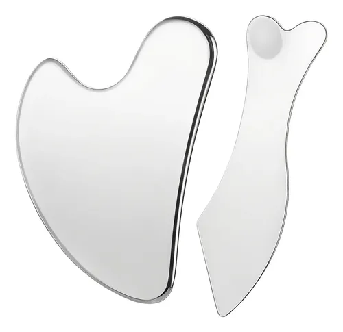 Gua Sha De Acero 2 Piezas, Masaje Facial, Masajeador Facial