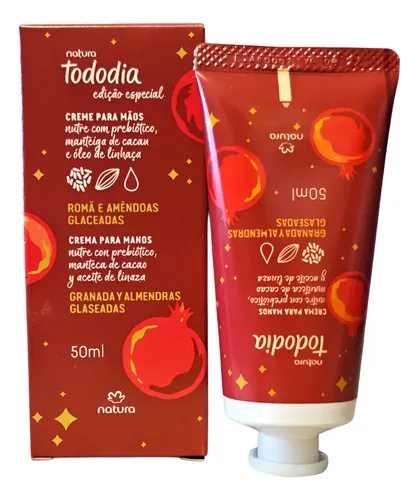 Crema De Manos Granada Y Almendras Glaseadas Natura 50ml Fragancia dulce floral
