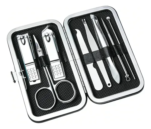 Set De Manicura Y Pedicura 8 En 1 Con Estuche Negro