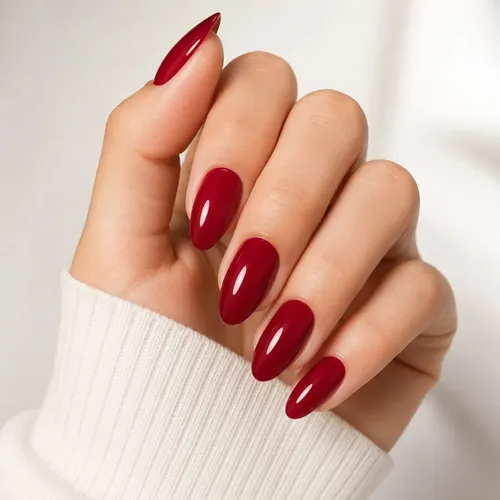 VELUNA Uñas Postizas Press On Cortas Soft Gel Almendradas 30u Reutilizables – Color Bordó