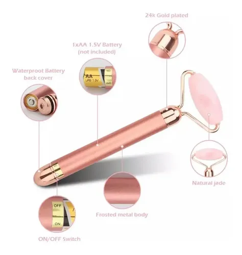 Roller Rodillo Facial De Cuarzo Vibratorio Premium Jade