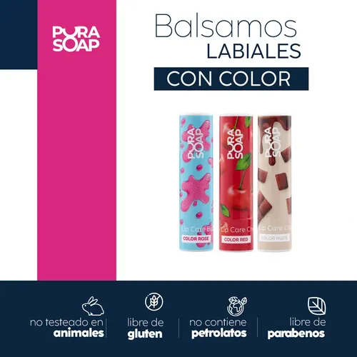 Bálsamo Labial Hidratante Con Color Set X3 – Pura Soap