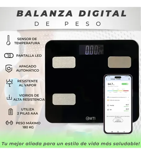 Balanza Digital Baño Mti Bluetooth Personal Corporal 180kg