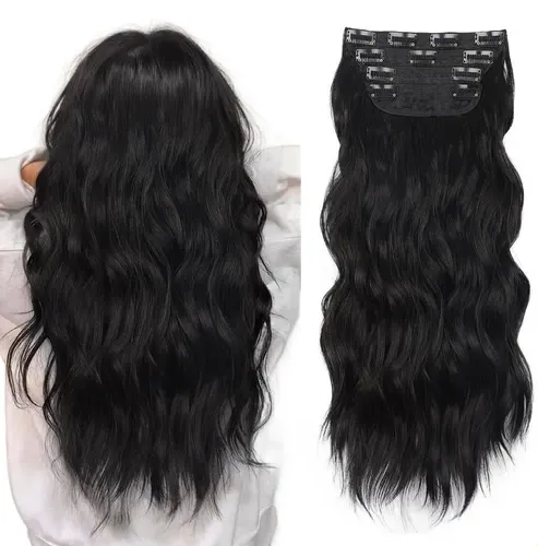Pelucas Cabello Natural, 200 G, 4 Piezas Con Clip En Rizos W