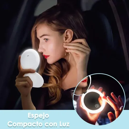 Espejo De Maquillaje Con Luz Led Y Plegable
