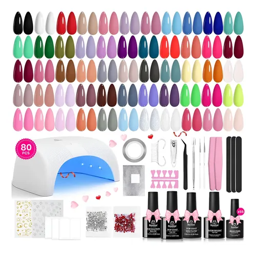 Kit Esmalte Gel 55 Colores Uv Base Top Coat Manicura